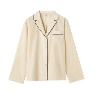 Toteme Cotton Silk Pajama Shirt in Hay